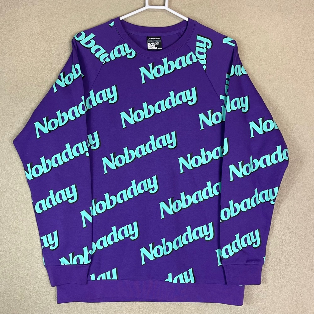 Nobaday All Over Logo Print Purple‎ Crewneck Sweatshirt Size Large